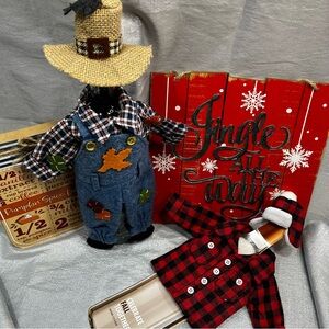 Holiday Bottle Wrap Gift Decor - Fall and Winter Themed Outfits